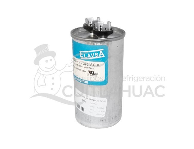 1721 CAPACITOR DE TRABAJO DE 60 MFD 370 VOL