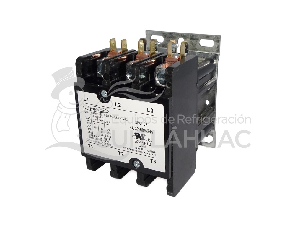 2227 CONTACTOR 60 AMP. 3 POLOS 24 V HVACSTAR