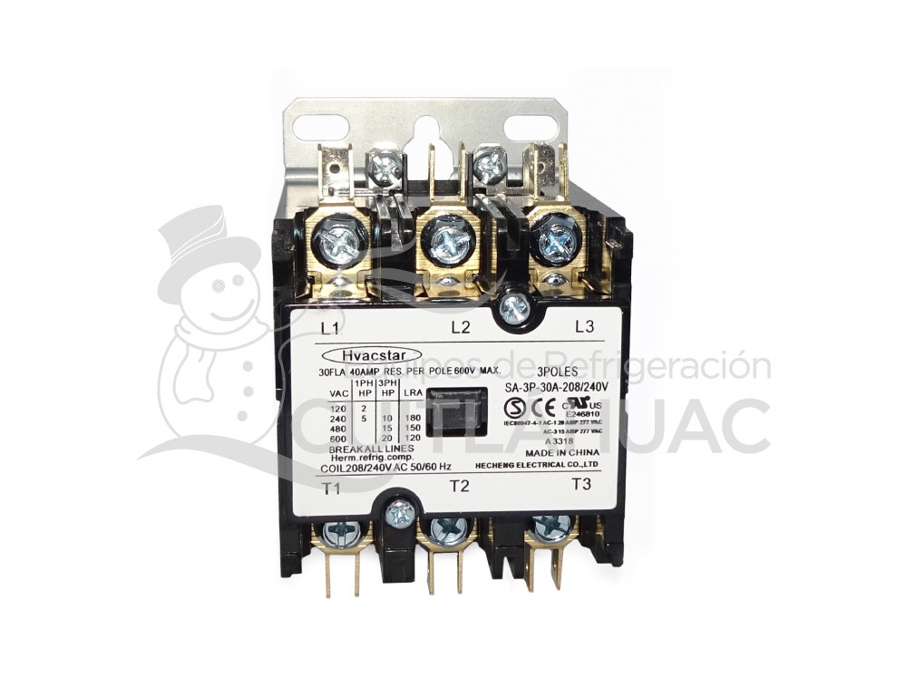 2208A CONTACTOR 30AMP 3POLOS 208/240V HVACSTAR
