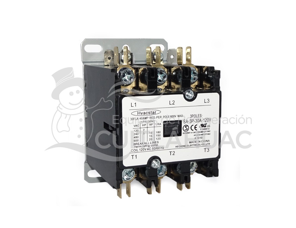 2221 CONTACTOR 30AMP 3POLOS 120V HVACSTAR