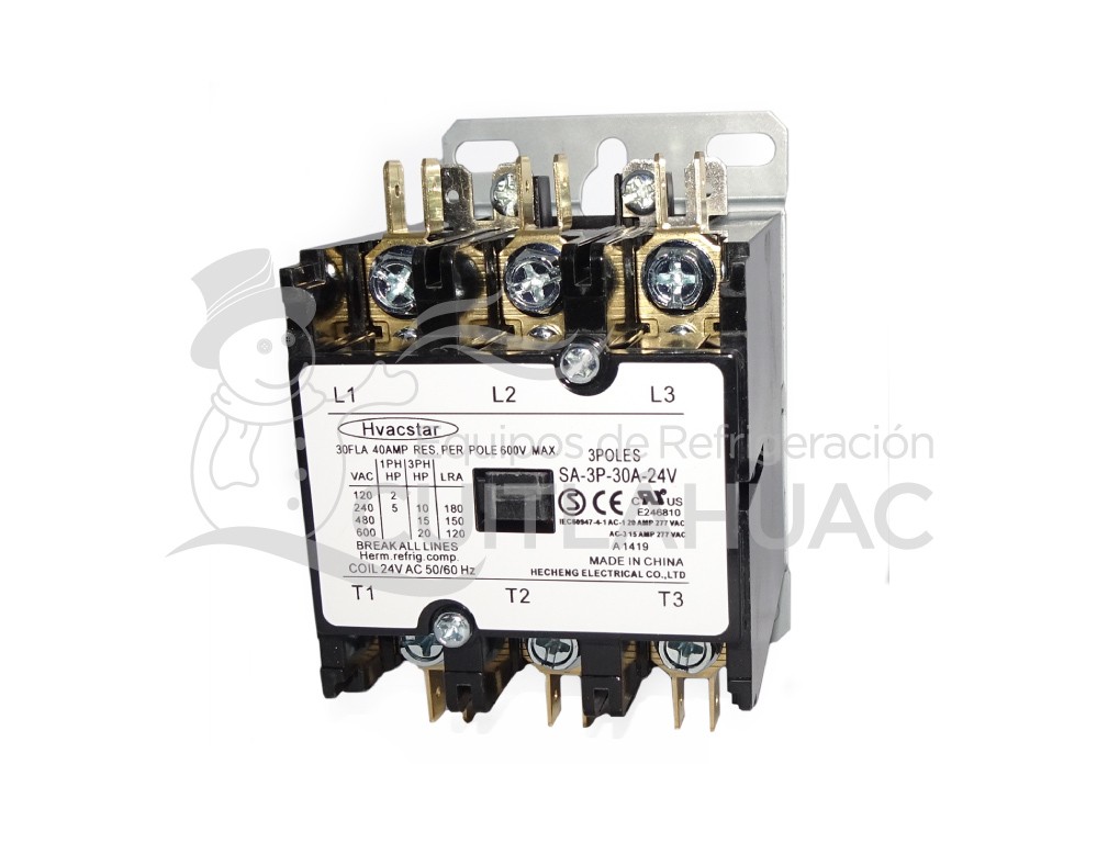 2219 CONTACTOR 30AMP 3POLOS 24V HVACSTAR